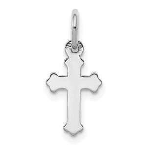 14k White Gold Tiny Fleur de Lis Cross Charm, 8 x 18mm